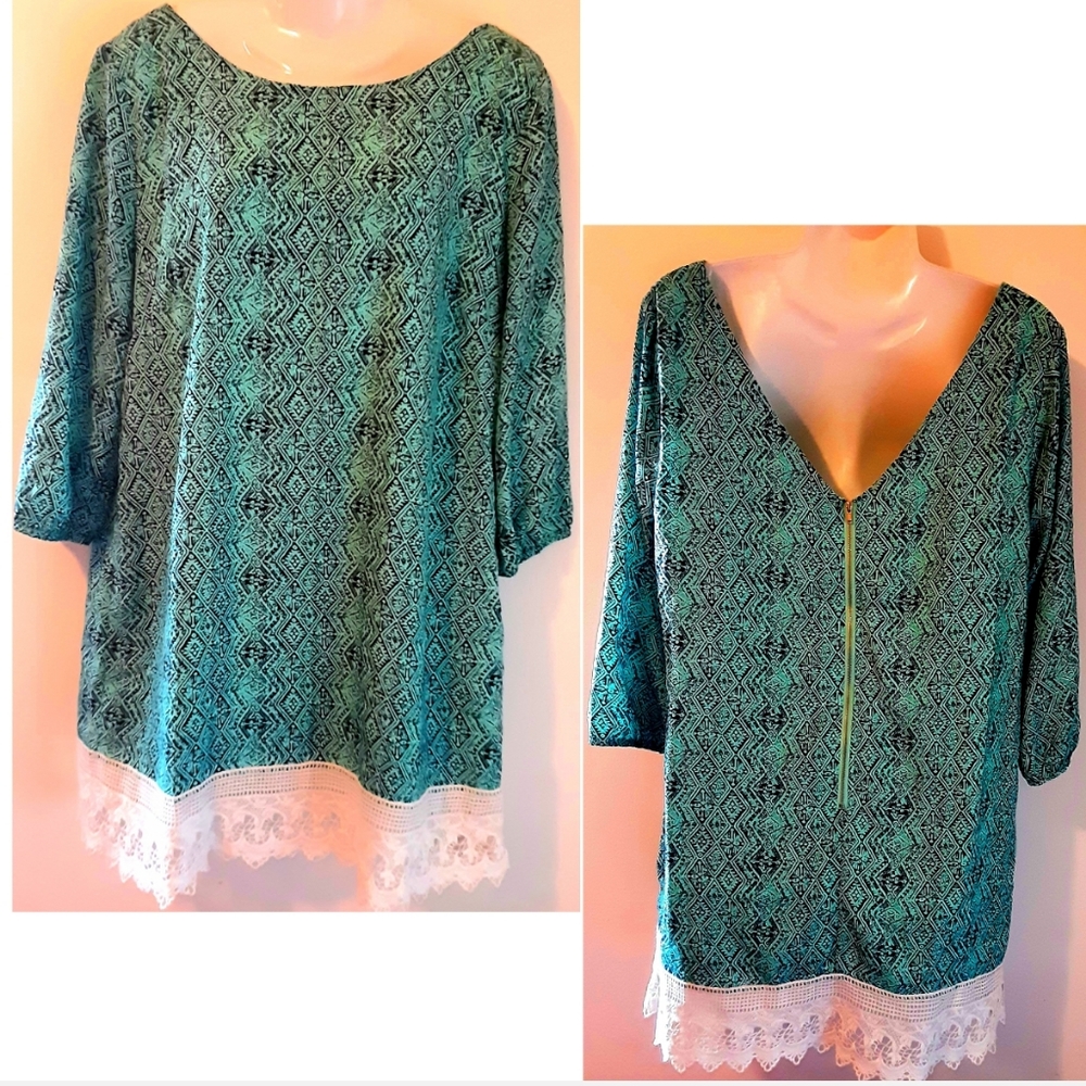Pink Owl Shift Dress Aztec Print Size Large NWOT - Picture 3 of 12
